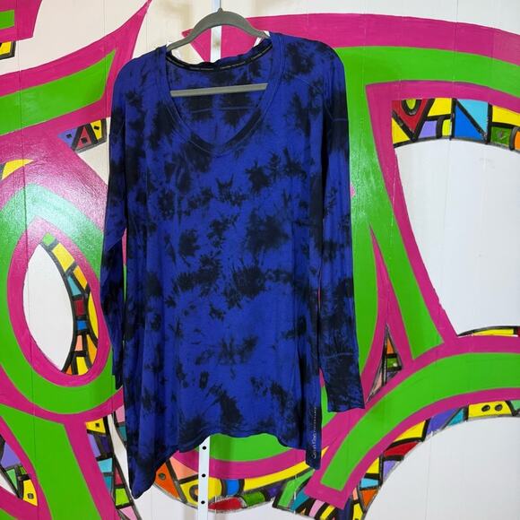Calvin Klein Performance Blue and Black Asymmetrical Long Sleeve Tunic. Size 0X - Picture 1 of 5